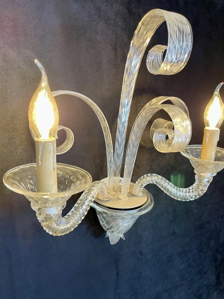 Clearance Pamono Murano Glass Wall Lights, Set of 2