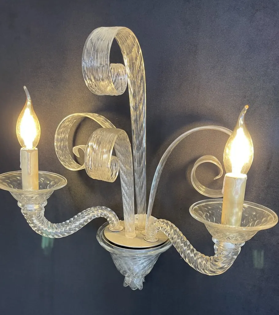 Clearance Pamono Murano Glass Wall Lights, Set of 2