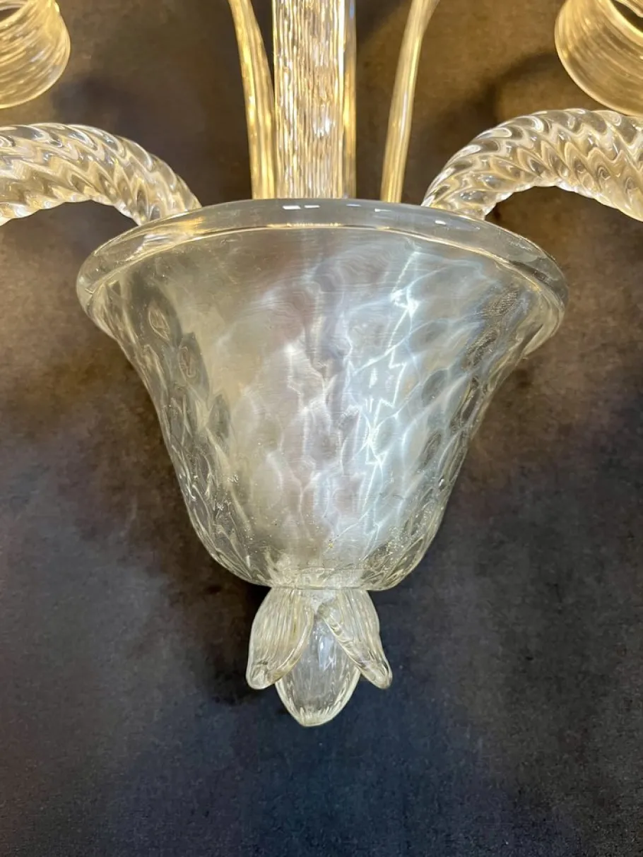 Clearance Pamono Murano Glass Wall Lights, Set of 2