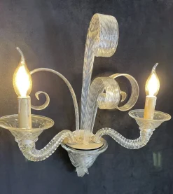 Clearance Pamono Murano Glass Wall Lights, Set of 2