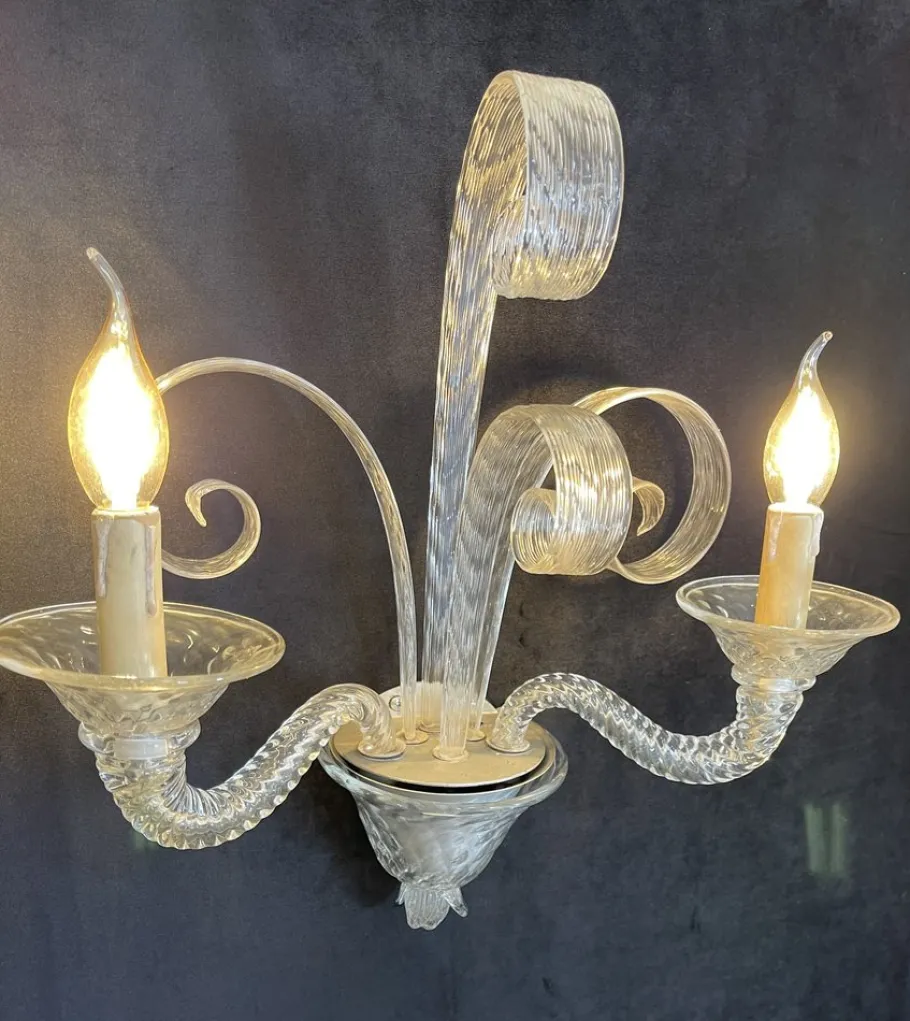 Clearance Pamono Murano Glass Wall Lights, Set of 2