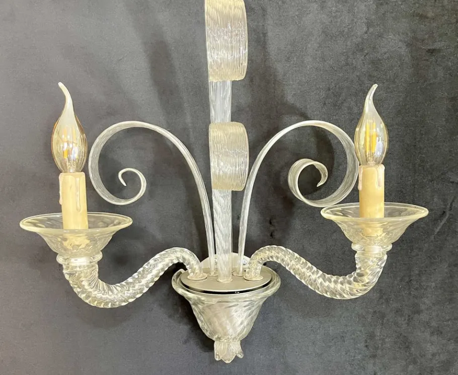 Clearance Pamono Murano Glass Wall Lights, Set of 2