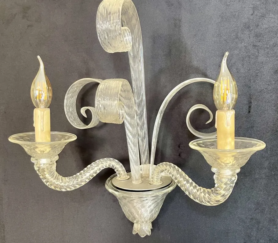 Clearance Pamono Murano Glass Wall Lights, Set of 2