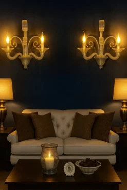 Clearance Pamono Murano Glass Wall Lights, Set of 2