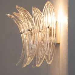 Discount Pamono Murano Glass Wall Sconce with Leaves, Italy, 1980s