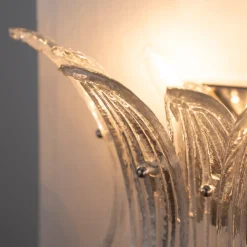 Discount Pamono Murano Glass Wall Sconce with Leaves, Italy, 1980s