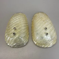 Hot Pamono Murano Gold Flake Ice Glass Wall Sconces, Germany, 1980s, Set of 2