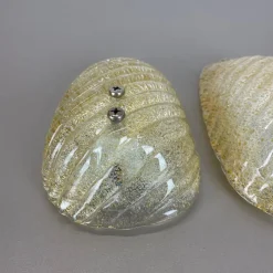 Hot Pamono Murano Gold Flake Ice Glass Wall Sconces, Germany, 1980s, Set of 2
