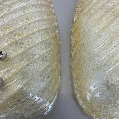 Hot Pamono Murano Gold Flake Ice Glass Wall Sconces, Germany, 1980s, Set of 2