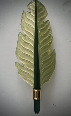 Best Pamono Murano Green Glass and Brass Wall Light, 1980s