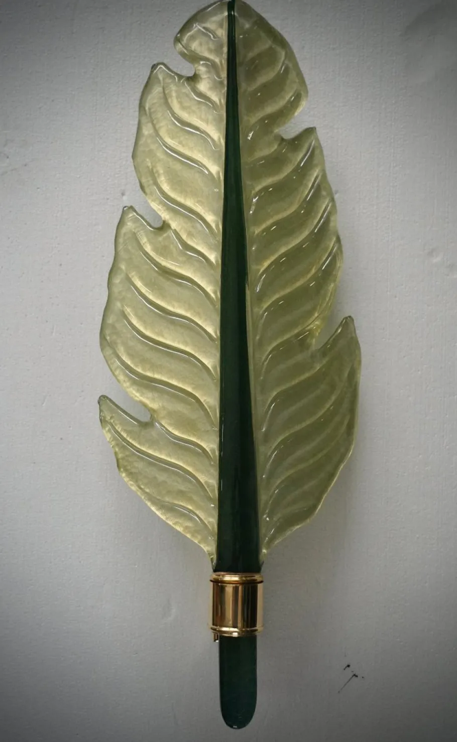 Best Pamono Murano Green Glass and Brass Wall Light, 1980s