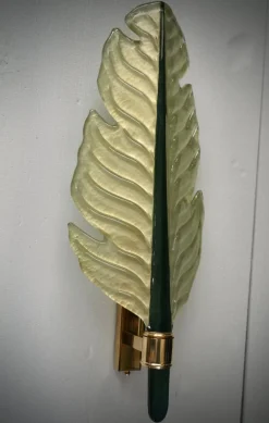 Best Pamono Murano Green Glass and Brass Wall Light, 1980s