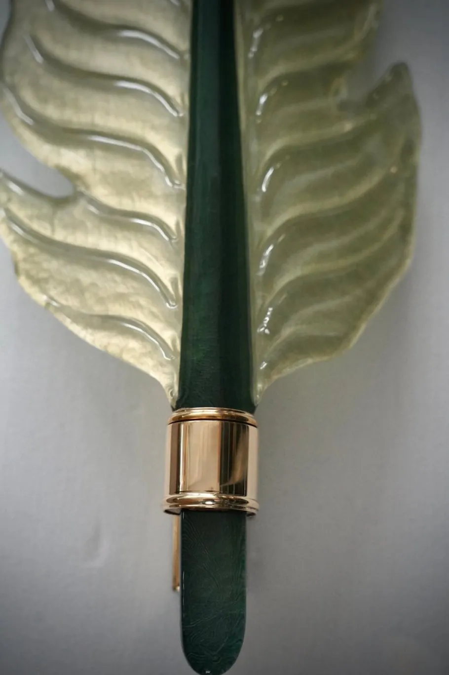 Best Pamono Murano Green Glass and Brass Wall Light, 1980s
