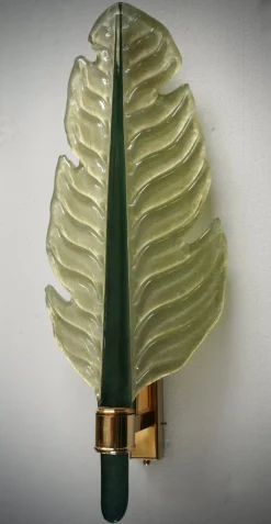 Best Pamono Murano Green Glass and Brass Wall Light, 1980s