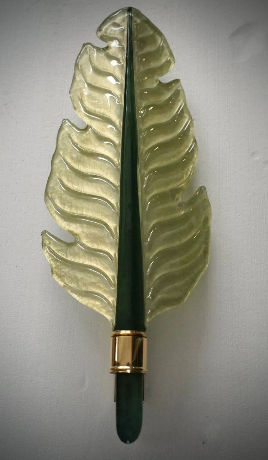 Best Pamono Murano Green Glass and Brass Wall Light, 1980s