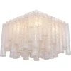 Clearance Pamono Murano Ice Glass Tubes Flushmount attributed to Doria, Germany, 1960s