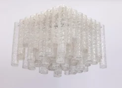 Clearance Pamono Murano Ice Glass Tubes Flushmount attributed to Doria, Germany, 1960s
