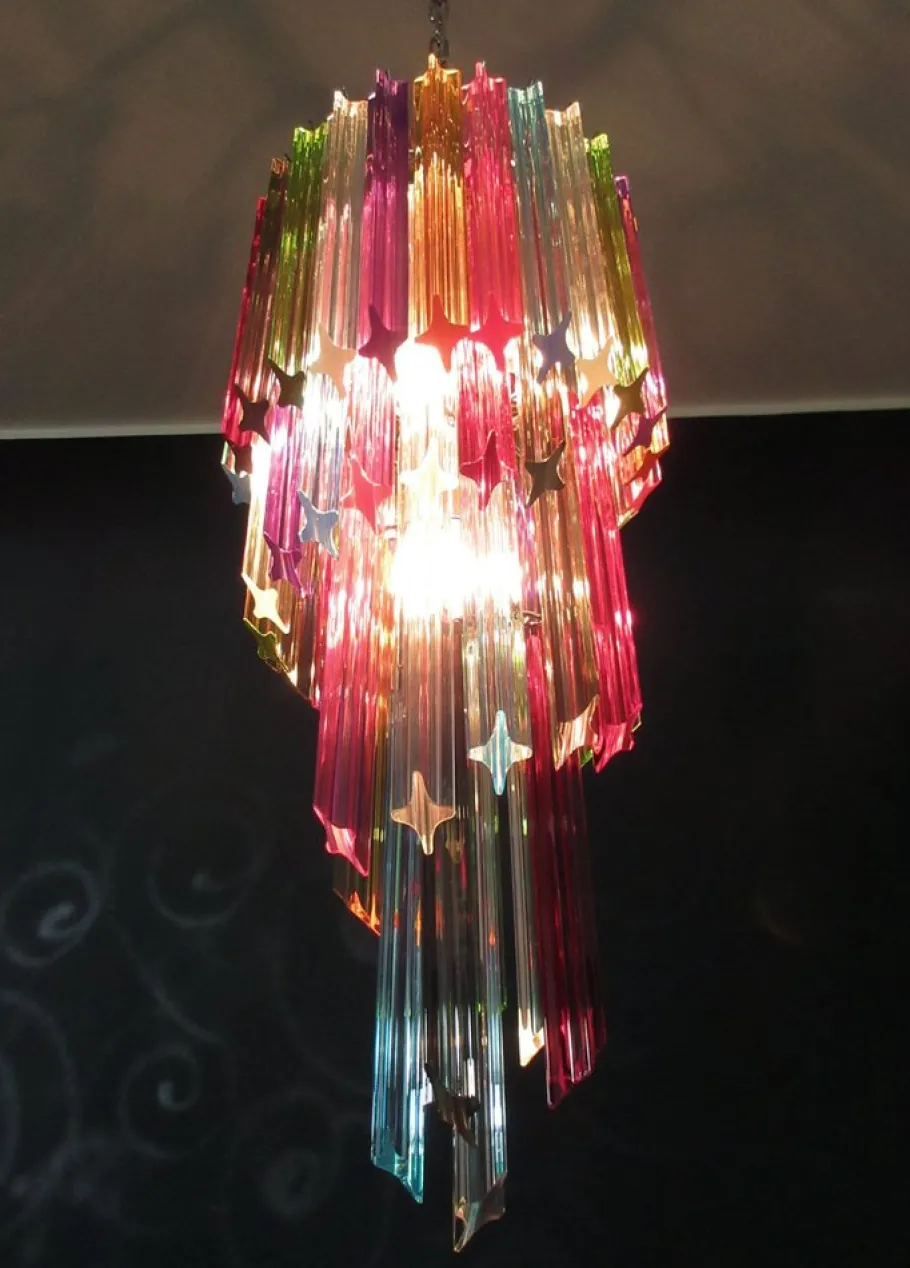 Clearance Pamono Murano Multicolor Mariangela Chandelier , 1990