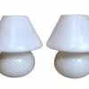 Discount Pamono Murano Mushroom-Shaped Opal Glass Spiral Lamps from Venini, 1970s, Set of 2