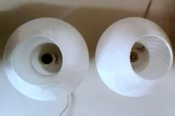 Discount Pamono Murano Mushroom-Shaped Opal Glass Spiral Lamps from Venini, 1970s, Set of 2