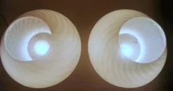 Discount Pamono Murano Mushroom-Shaped Opal Glass Spiral Lamps from Venini, 1970s, Set of 2