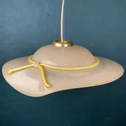 Discount Pamono Murano Pendant Lamp in Shape of Wide Brim Hat, Italy, 1970s