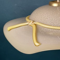 Discount Pamono Murano Pendant Lamp in Shape of Wide Brim Hat, Italy, 1970s