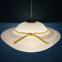 Discount Pamono Murano Pendant Lamp in Shape of Wide Brim Hat, Italy, 1970s