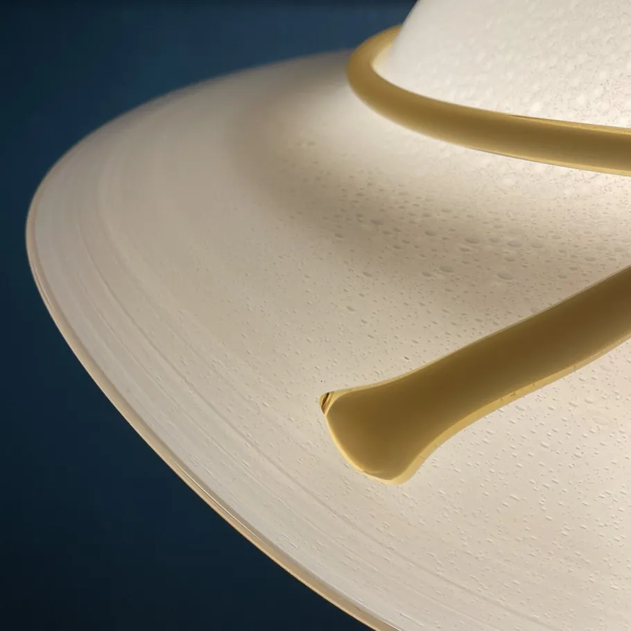 Discount Pamono Murano Pendant Lamp in Shape of Wide Brim Hat, Italy, 1970s