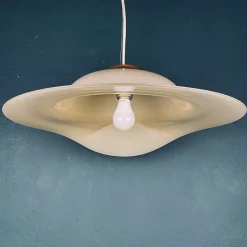 Discount Pamono Murano Pendant Lamp in Shape of Wide Brim Hat, Italy, 1970s