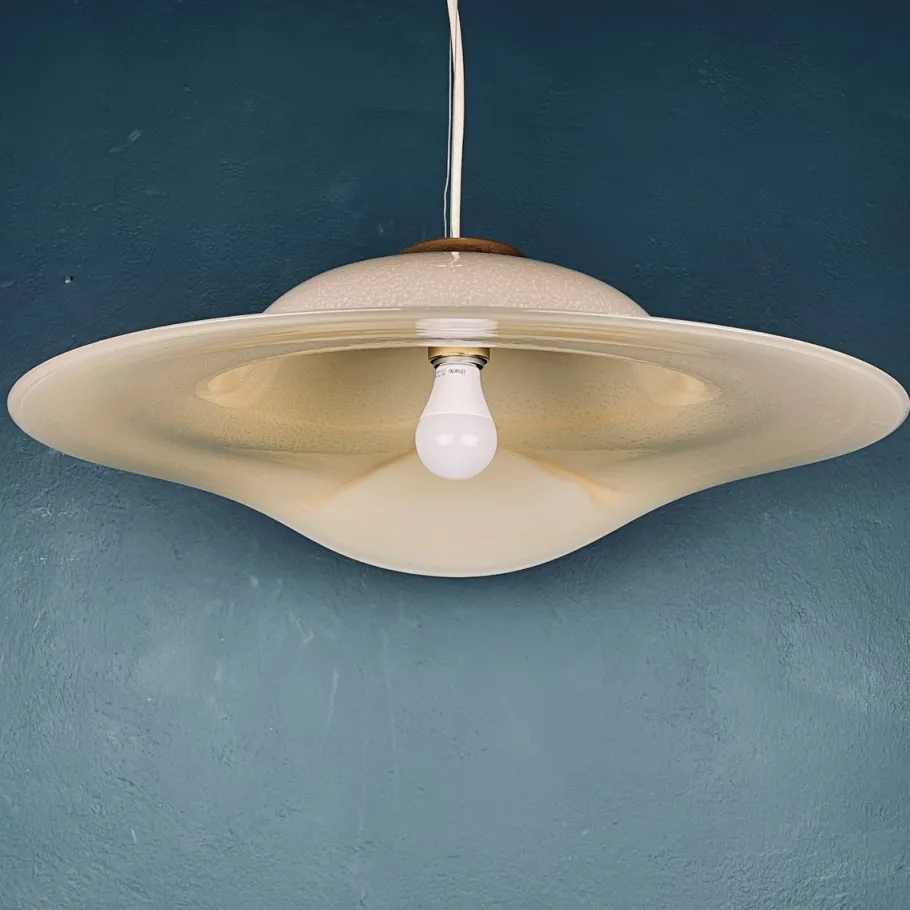 Discount Pamono Murano Pendant Lamp in Shape of Wide Brim Hat, Italy, 1970s