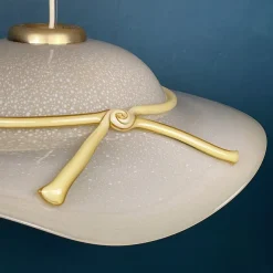 Discount Pamono Murano Pendant Lamp in Shape of Wide Brim Hat, Italy, 1970s