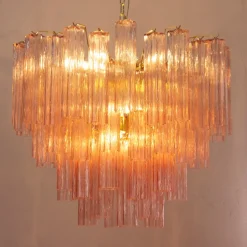 Hot Pamono Murano Pink Glass Tronchi Chandelier, 1990s