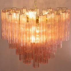 Hot Pamono Murano Pink Glass Tronchi Chandelier, 1990s