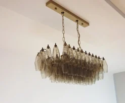 Best Pamono Murano Poliedri Chandelier by Carlo Scarpa with 84 Smoked Glasses, 1990s