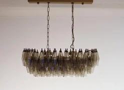 Best Pamono Murano Poliedri Chandelier by Carlo Scarpa with 84 Smoked Glasses, 1990s
