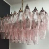 New Pamono Murano Poliedri Chandelier with Pink Glasses from Carlo Scarpa, 1990s
