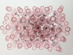 New Pamono Murano Poliedri Chandelier with Pink Glasses from Carlo Scarpa, 1990s