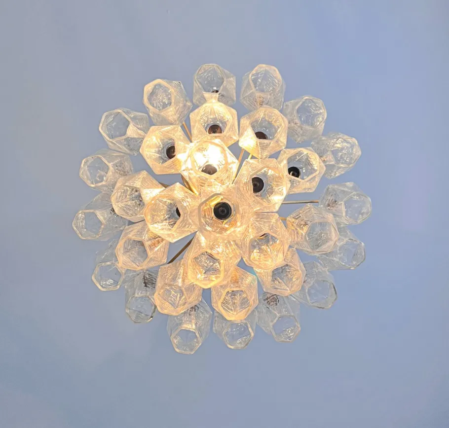 New Pamono Murano Poliedri Chandelier from Carlo Scarpa Design, 1990