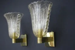 Sale Pamono Murano Pulegoso Gold Glass Sconces from Barovier & Toso, 1990s, Set of 2