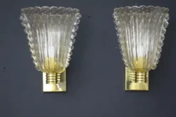 Sale Pamono Murano Pulegoso Gold Glass Sconces from Barovier & Toso, 1990s, Set of 2