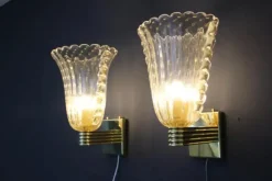 Sale Pamono Murano Pulegoso Gold Glass Sconces from Barovier & Toso, 1990s, Set of 2