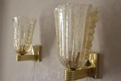Sale Pamono Murano Pulegoso Gold Glass Sconces from Barovier & Toso, 1990s, Set of 2