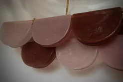 Hot Pamono Murano Rectangular Pink Violet Art Glass and Brass Chandelier and Pendant