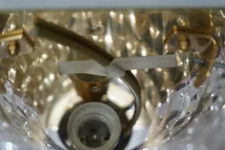 Clearance Pamono Murano Round Art Glass and Brass Light Pink Color Wall Light, 2000