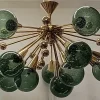 Hot Pamono Murano Sputnik Spherical Green Glass and Brass Chandelier, 1990