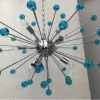 New Pamono Murano Style Glass Sputnik Blue Italian Handmade Chandelier