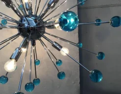 New Pamono Murano Style Glass Sputnik Blue Italian Handmade Chandelier