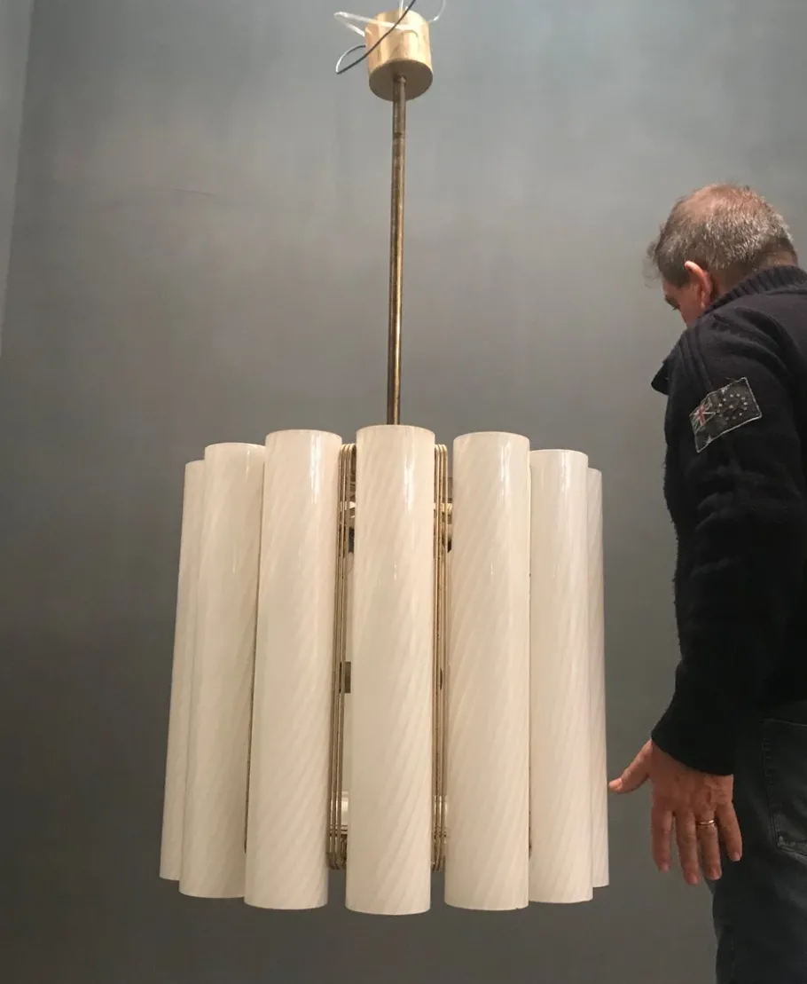 Discount Pamono Murano Swirl Glass Chandelier by Paolo Venini for Murano, 1960s