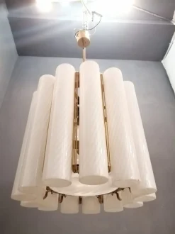 Discount Pamono Murano Swirl Glass Chandelier by Paolo Venini for Murano, 1960s